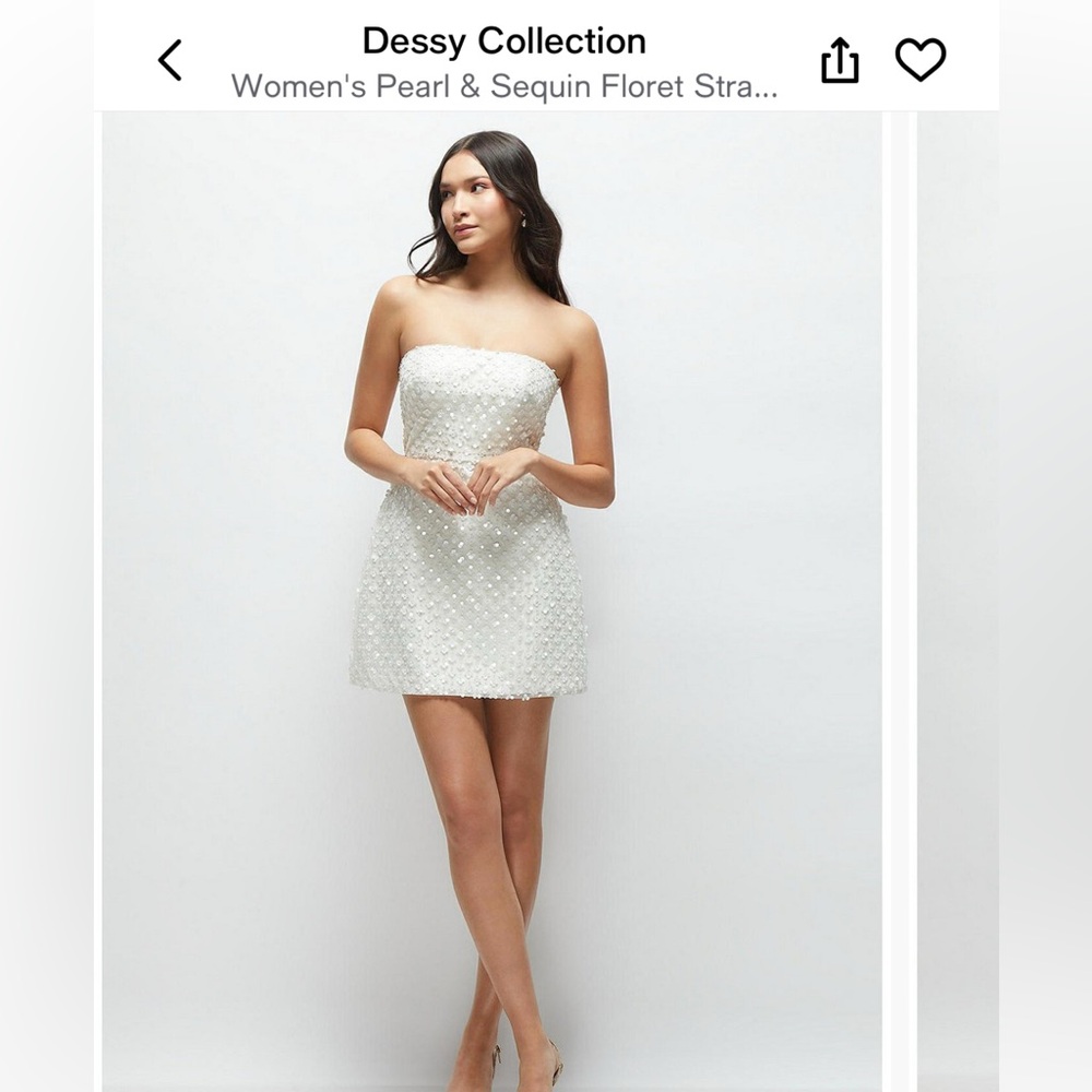 Dessy Collection Pearl & Sequin Floret Mini Dress